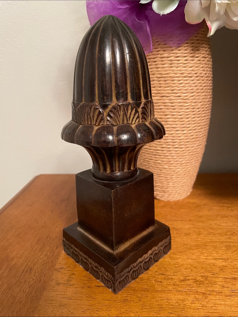 MCM Vintage Heavy Metal Brown Bronze Tone Decorative Tabletop Finial From India - Picture 2 of 10
